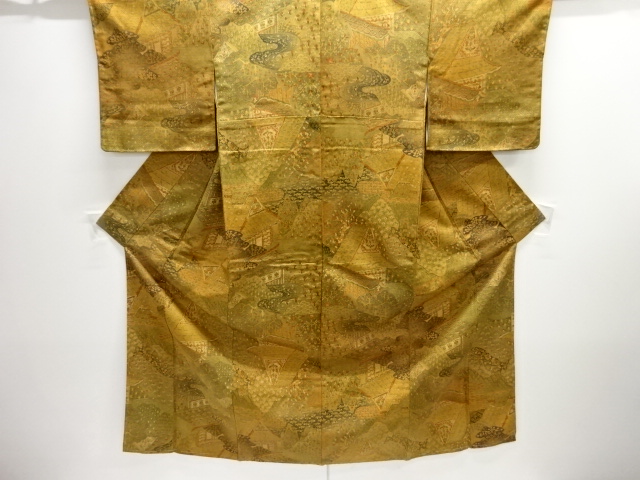 未使用品　家屋風景模様小紋着物